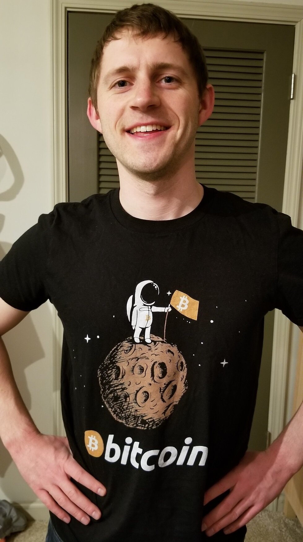  Wearing my favorite Bitcoin t-shirt. 